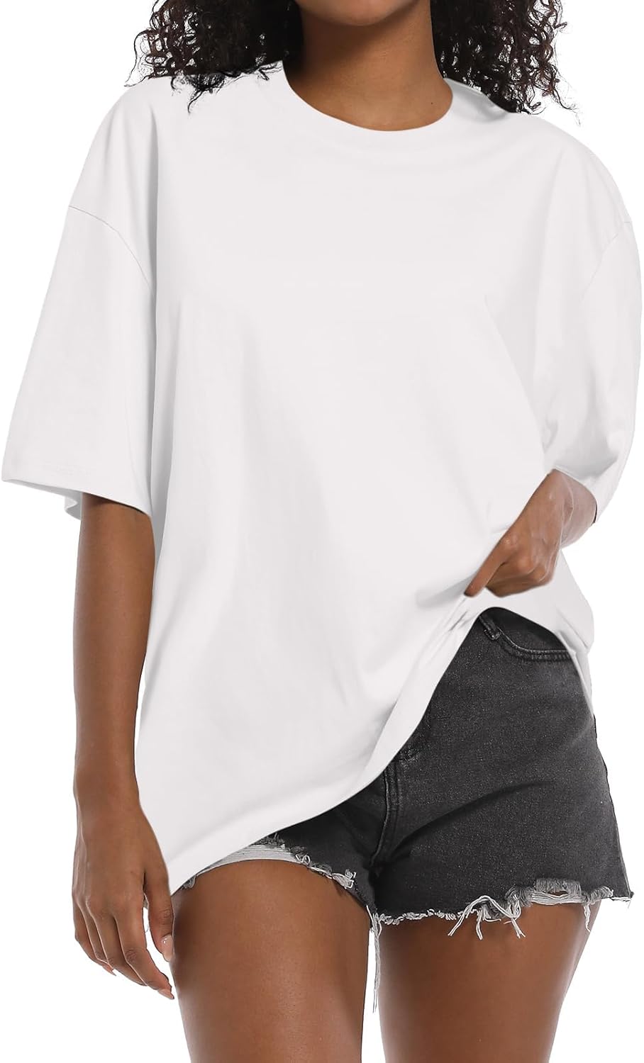 Womens Oversized T-Shirts Heavyweight Cotton Tee Crew Neck S deal at Amazon