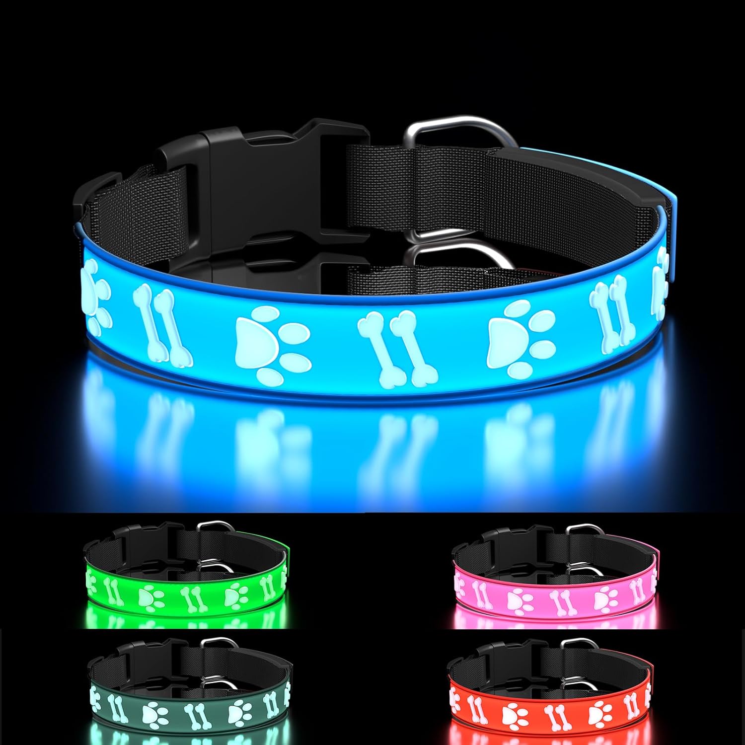 TOPOTO Light Up Dog Collar, 3D LED Dog Collars, Adjustable & deal at Amazon