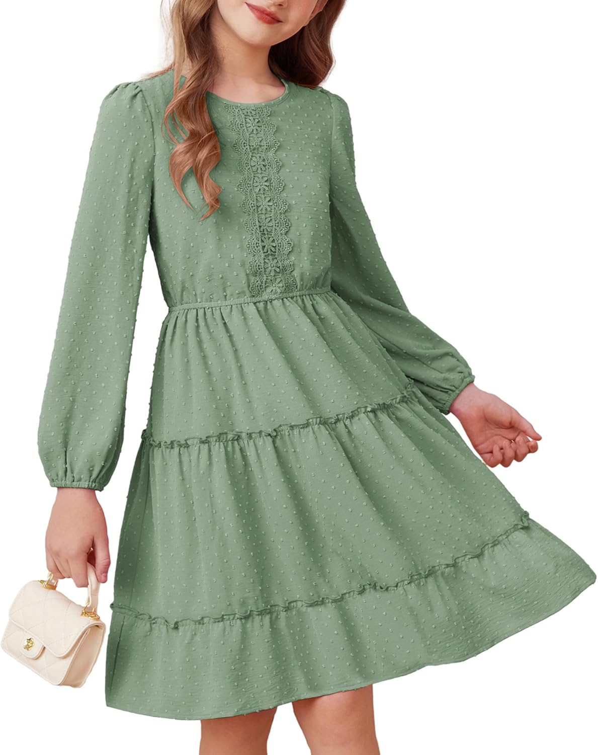 GRACE KARIN Girls Long Sleeve Fall Dress Swiss Only $12.99 at Amazon
