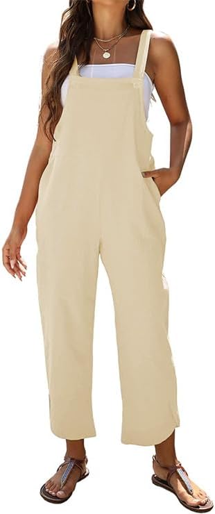 AMEBELLE Women's Sleeveless Cotton Linen Overalls Rompers Ba deal at Amazon