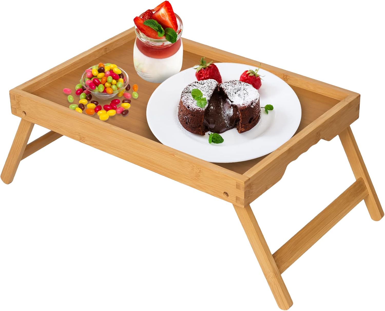 Artmeer Bed Tray Table with Folding Legs,Bamboo Breakfast in deal at Amazon