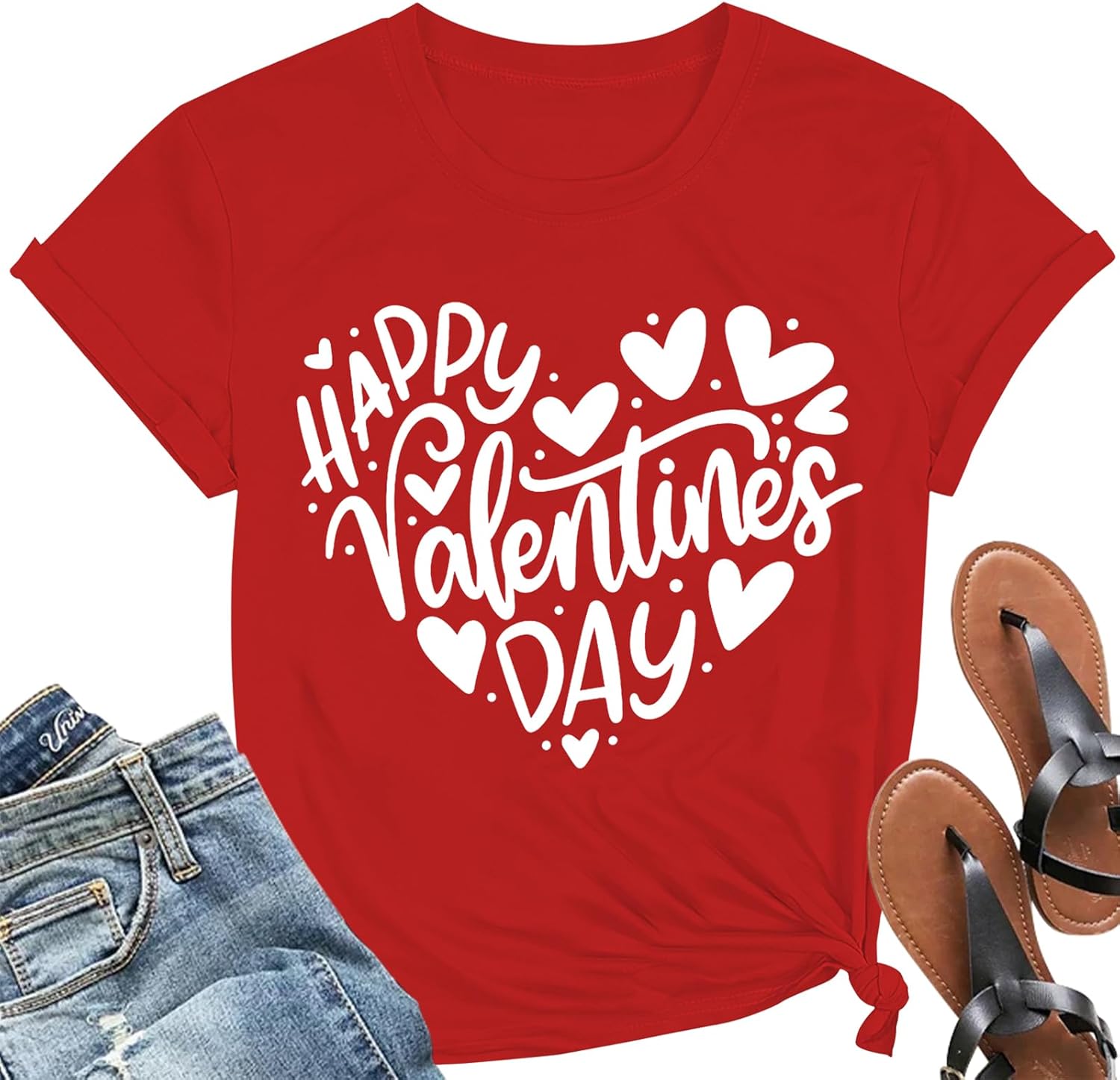 Happy Valentines Shirts for Women - Love Heart Valentines Da deal at Amazon