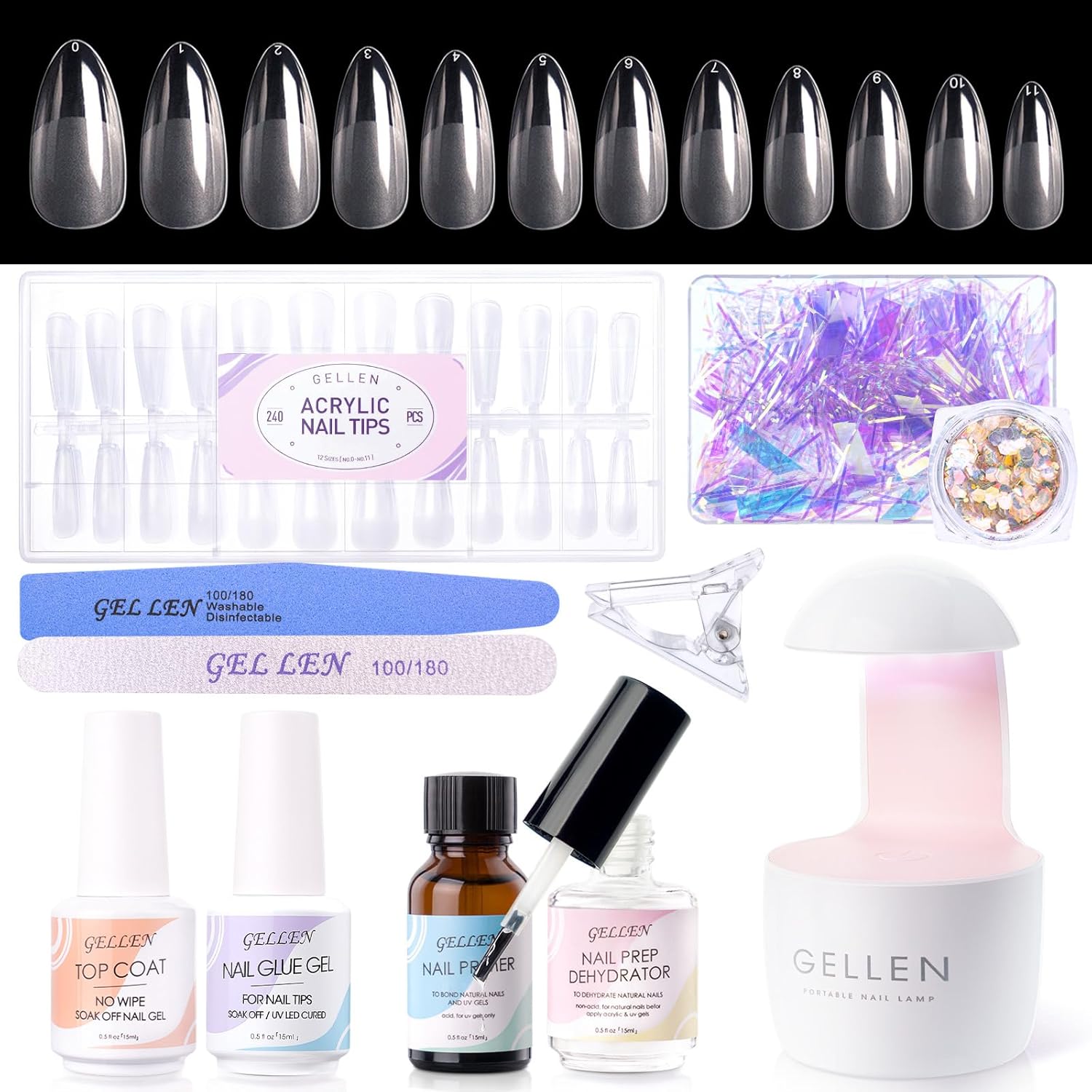 Gellen Gel Tips Nail Extension Kit, Gel Nail Kit with 240Pcs deal at Amazon