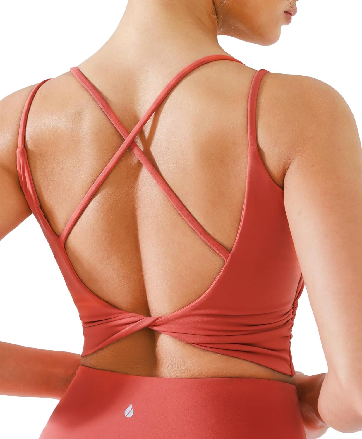 BRXL Womens Twist Back Sports Bra Longline Buttery Soft Low  deal at Amazon