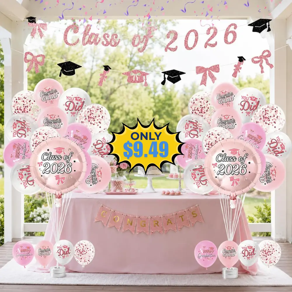 Pink Graduation Decorations 2026,40PCS Deal: Save with Promo Code