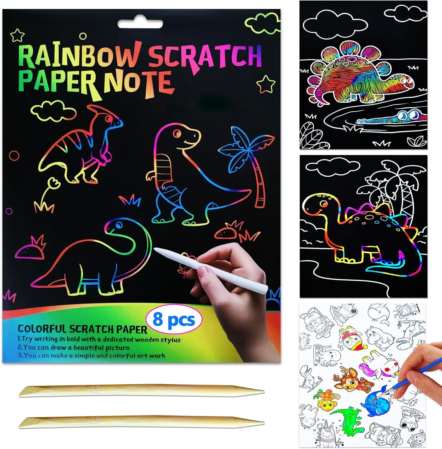 JUNQIU Scratch Art for Kids, Rainbow Scratch Paper Art Set - deal at Amazon