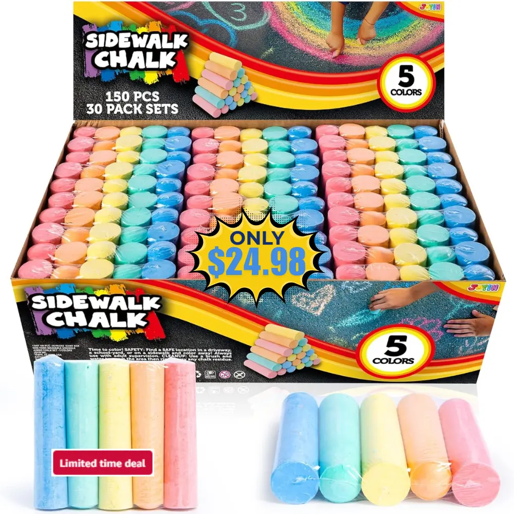 JOYIN 150 Pcs Sidewalk Chalk Set Deal: Save 29%