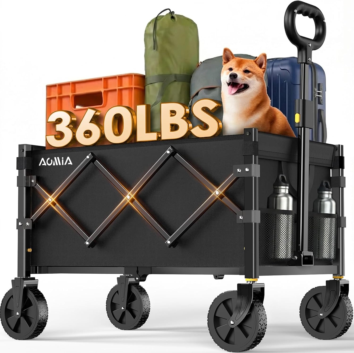 AOMIA Collapsible Foldable Wagon with Wheels Heavy Duty Fold deal at Amazon