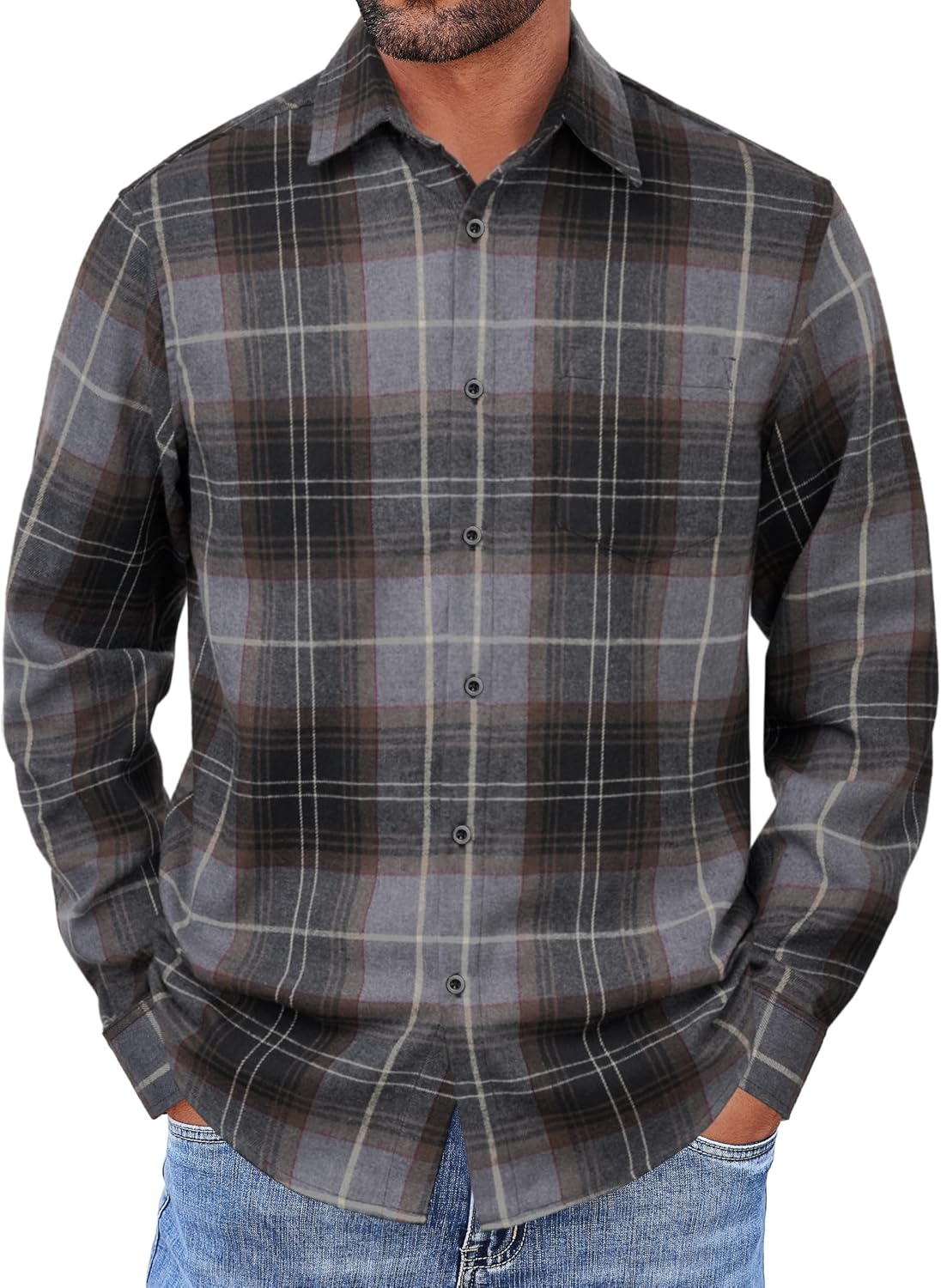 COOFANDY Flannel Shirts for Men Long Sleeve Button Up Shirt  deal at Amazon