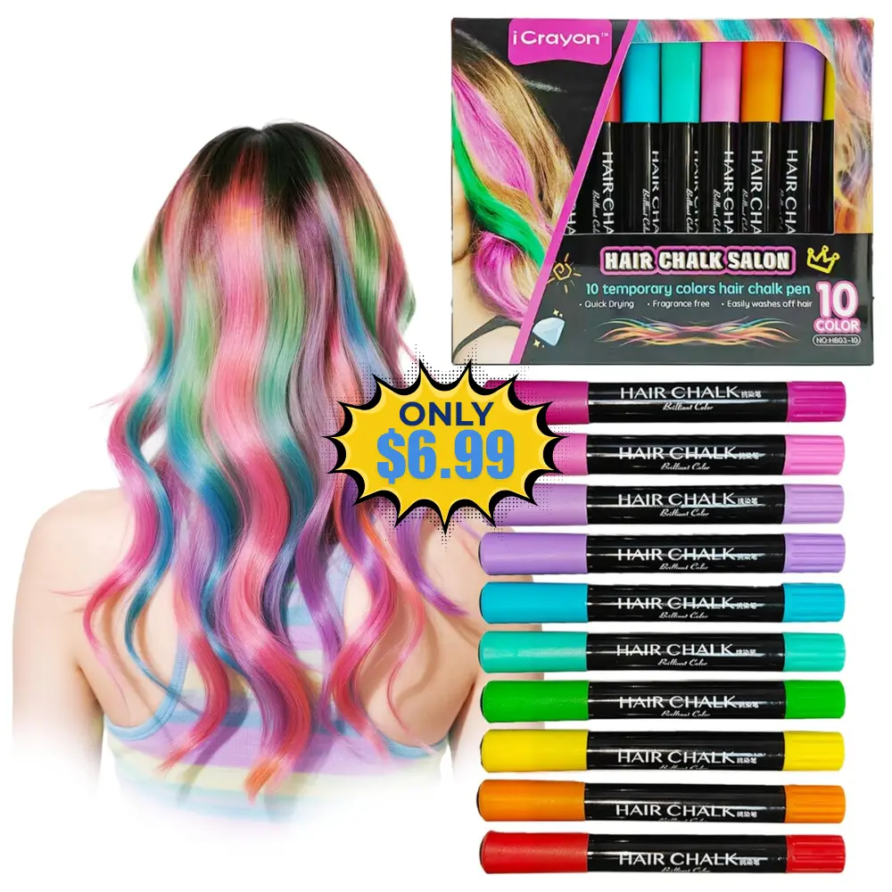 10 Colors Dustless Hair Chalk Deal: Save 44%