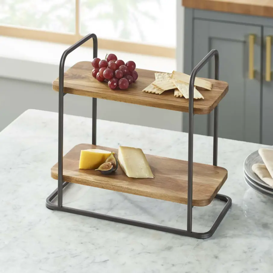 Rectangle Two-Tier Wood Serving Tray Deal: Save $6.09 at Walmart