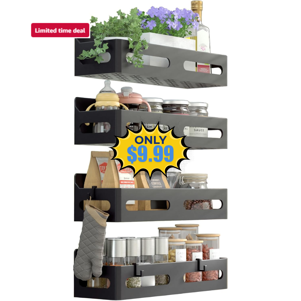 Sevenblue 4 Pack Strong Magnetic Spice Rack Deal: Save 33%