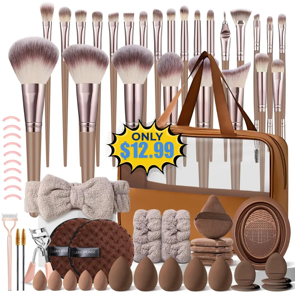 Brown Makeup Brushes Set 66Pcs Deal: Save with Promo Code