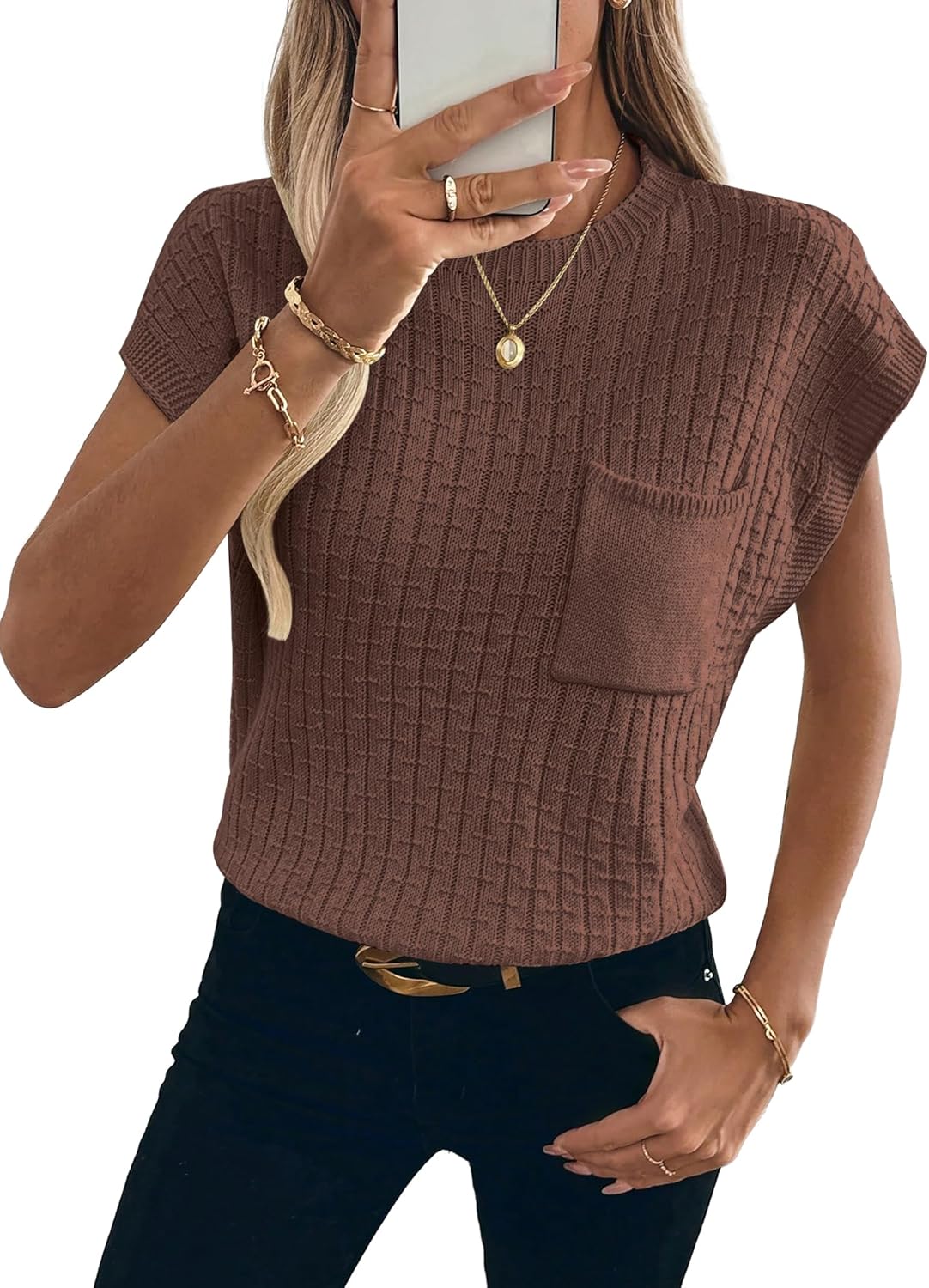 RICHSTORY Womens Cap Sleeve Sweater Vest Only $24.99 at Amazon