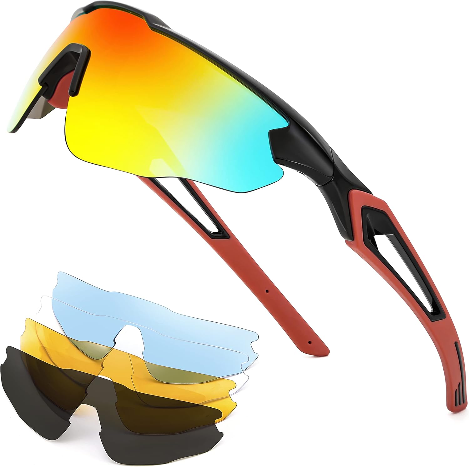 FEISEDY Sports Sunglasses, with 5 Lenses for Men Women, TR90 deal at Amazon