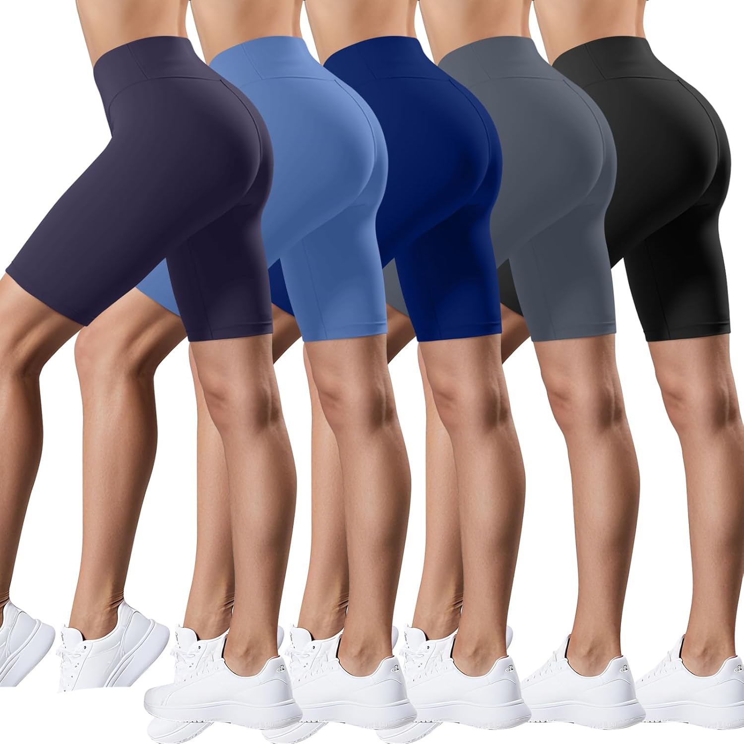 Coume 5 Pack Biker Shorts for Women 8 Inch High Waisted Tumm deal at Amazon