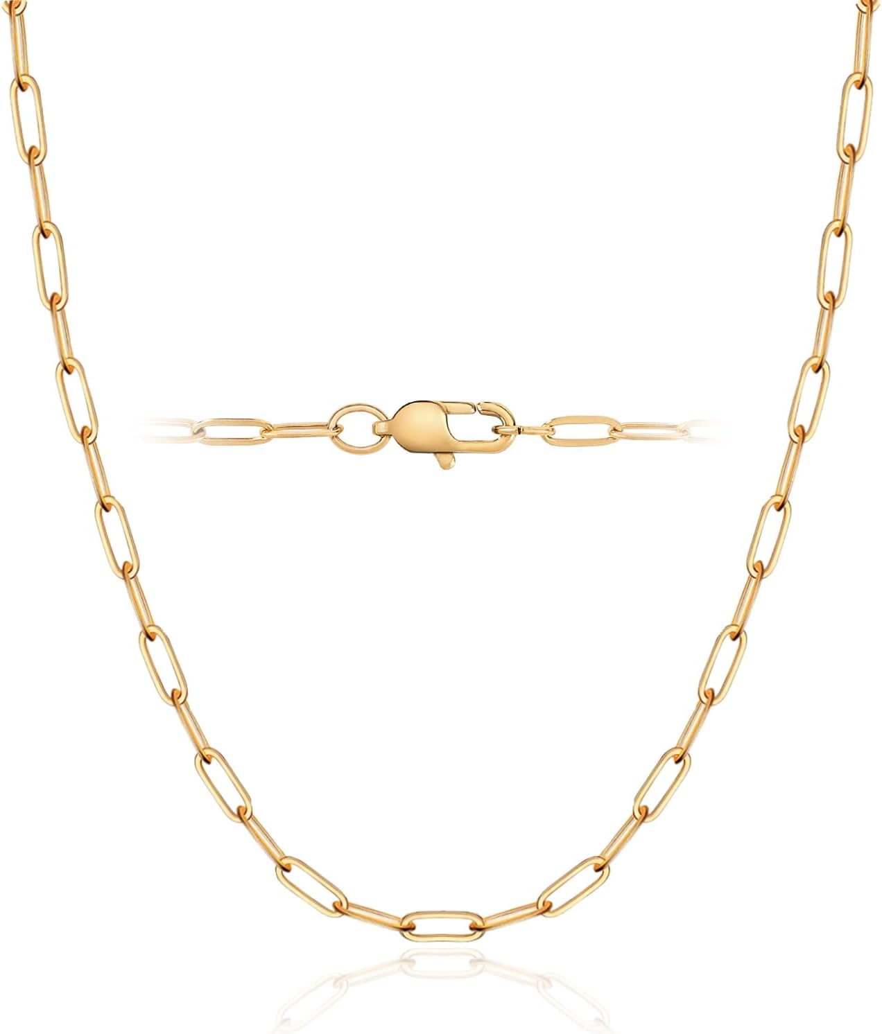 WishChic Paperclip Necklace for Women Gold Shiny, 18K Gold P deal at Amazon