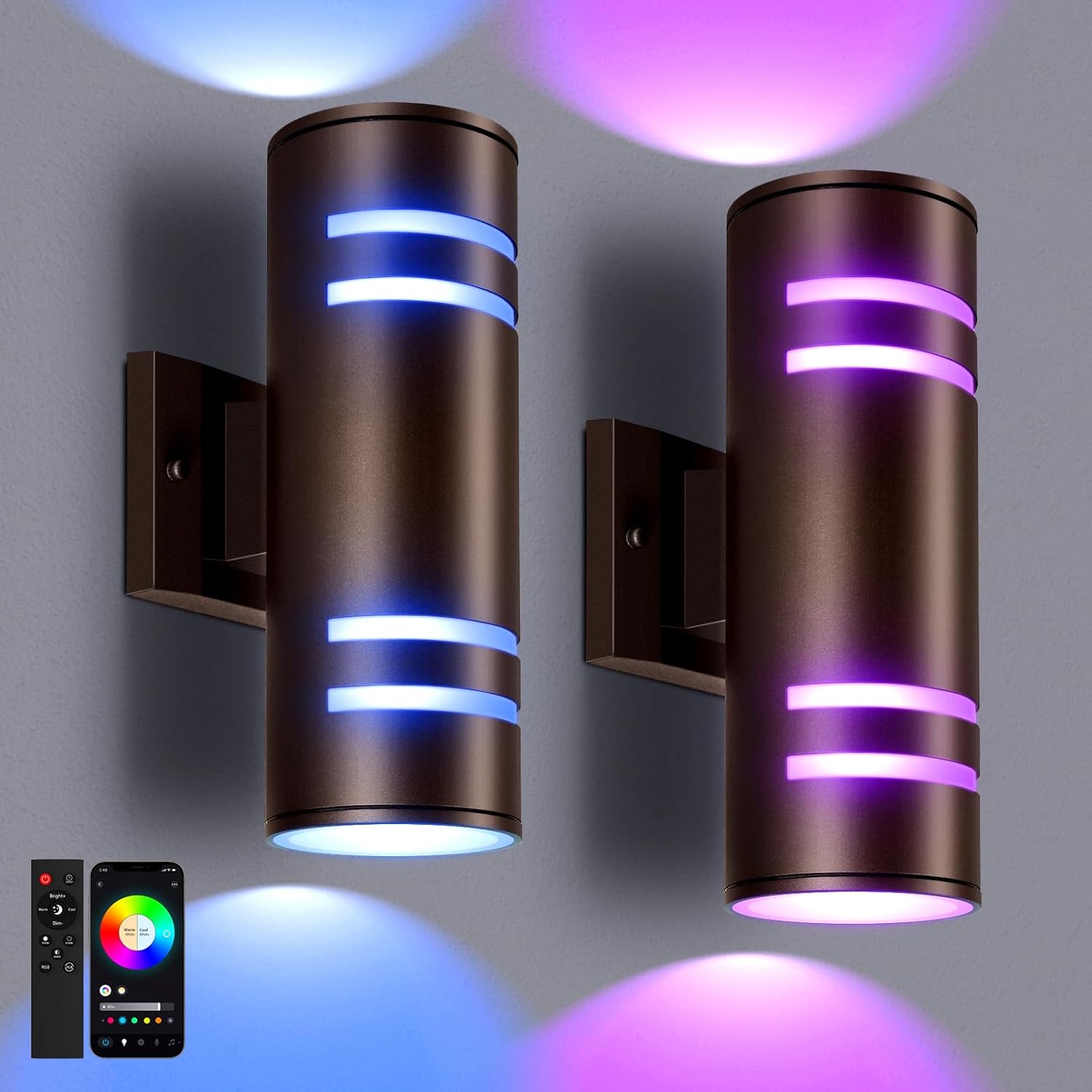 MZLITI Smart Color Changing Outdoor Wall Sconce, RGB Up and deal at Amazon