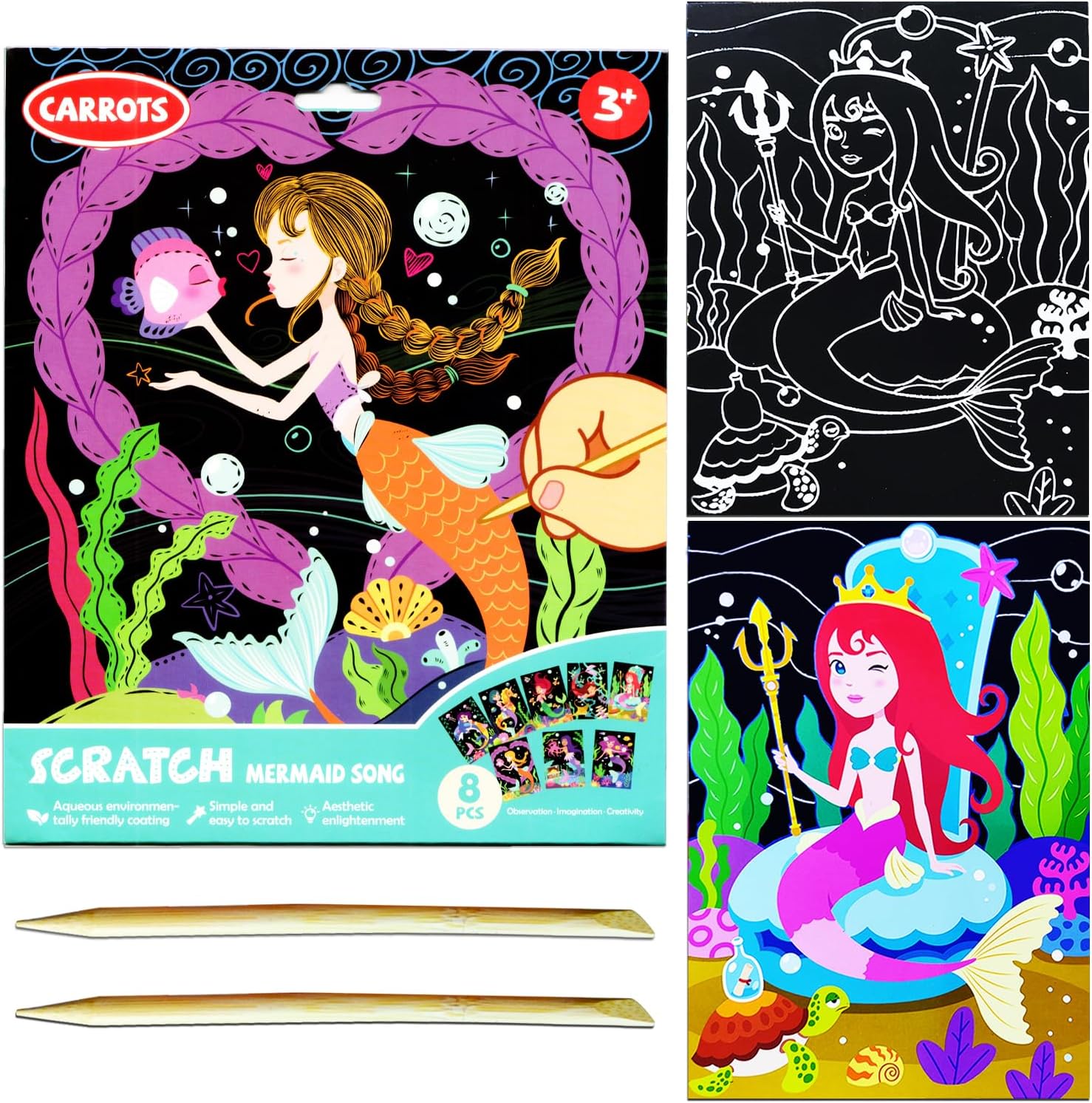 JUNQIU Scratch Art for Kids, Mermaid Black Rainbow Scratch A deal at Amazon