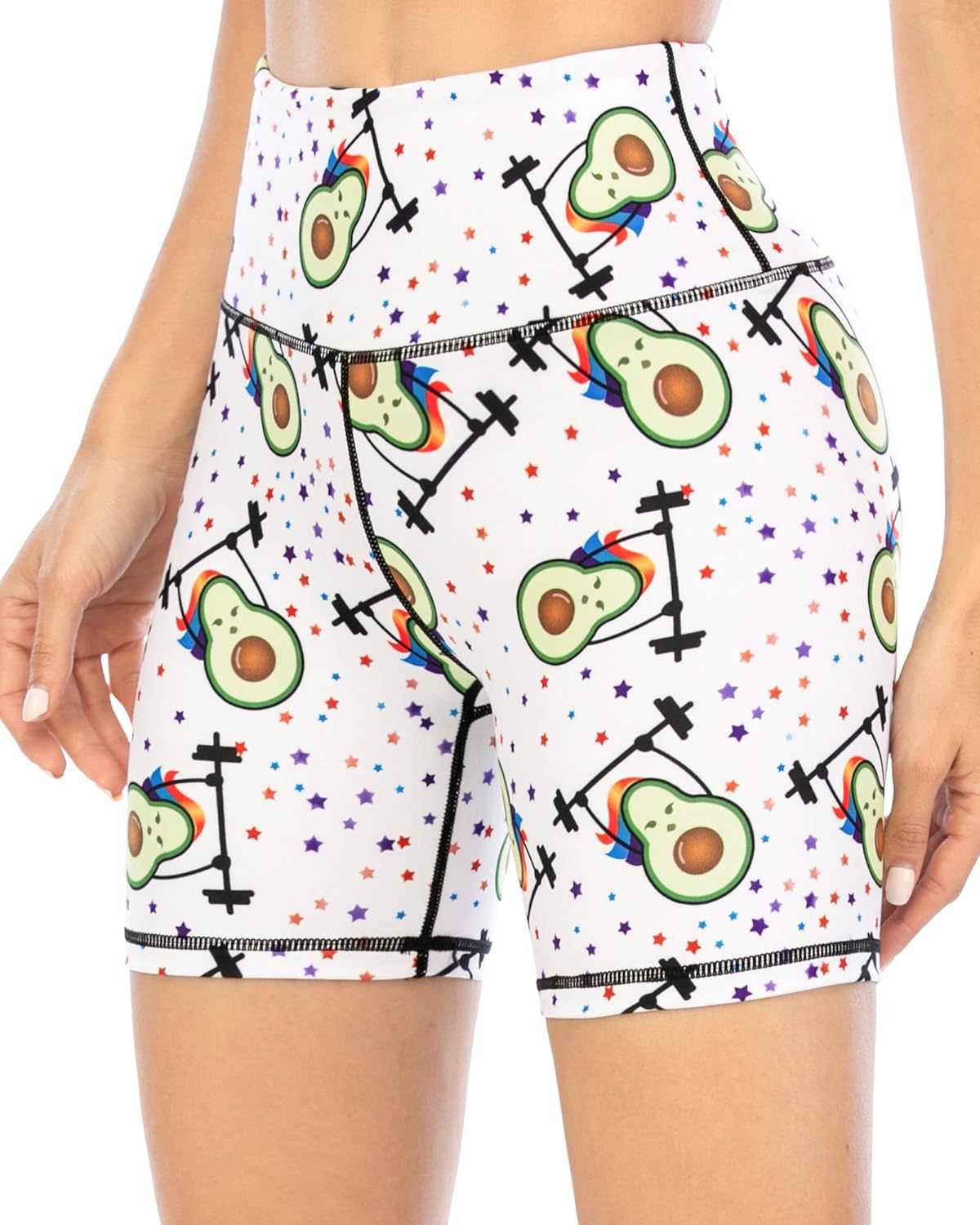 ZLLW Women's High Waist Cute Print Workout Yoga Shorts, 5 in deal at Amazon