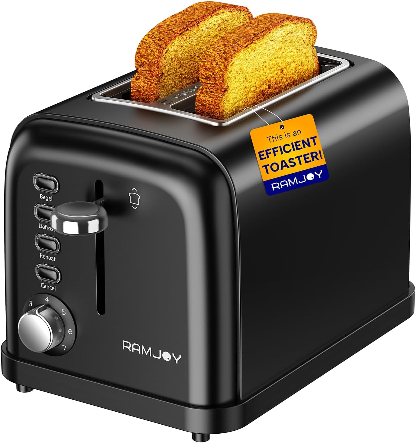 RAMJOY Black Toaster 2 Slice, Extra Wide Slot Toaster for Ba deal at Amazon