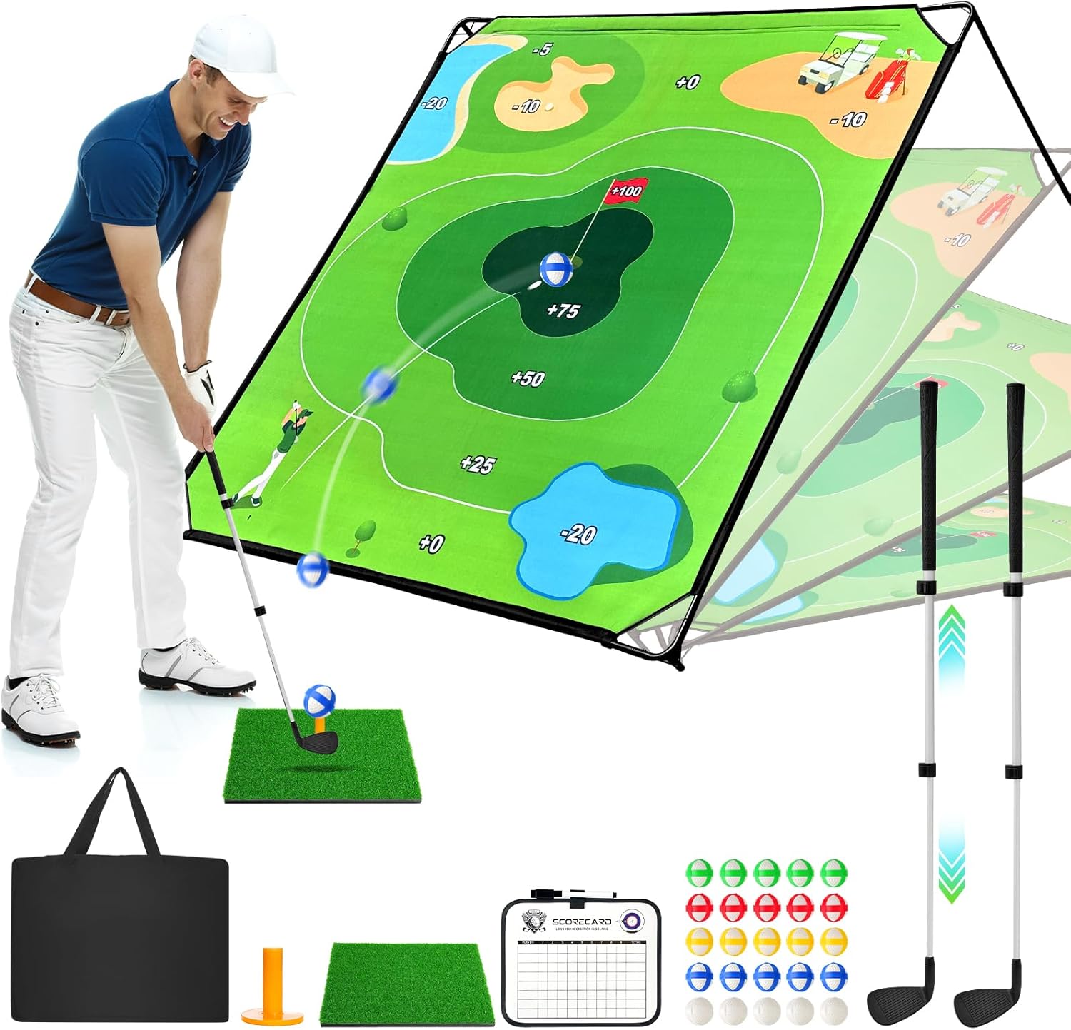 URUQ Golf Chipping Game with Large Target Mat, 2 Upgraded Ad deal at Amazon