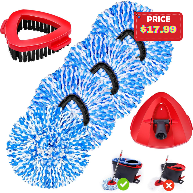 4 Pack Spin Mop Replacements Head Deal: Save 14%