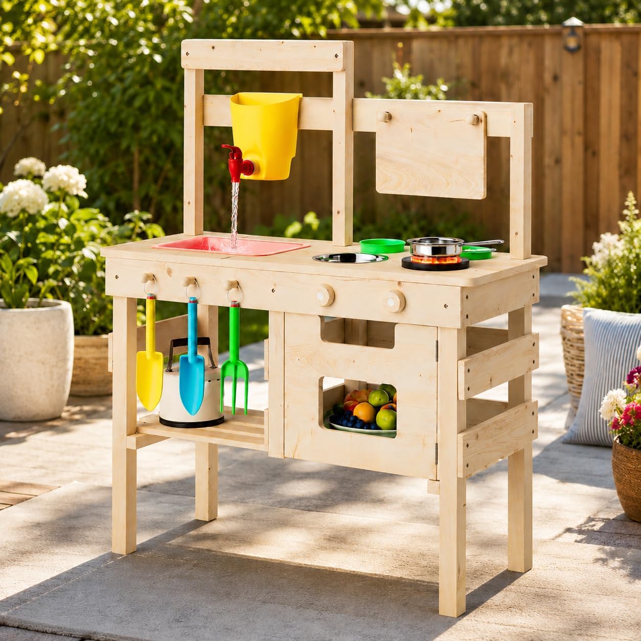 Outdoor Play Kitchen for Kids, Mud Kitchen with Water Faucet deal at Amazon