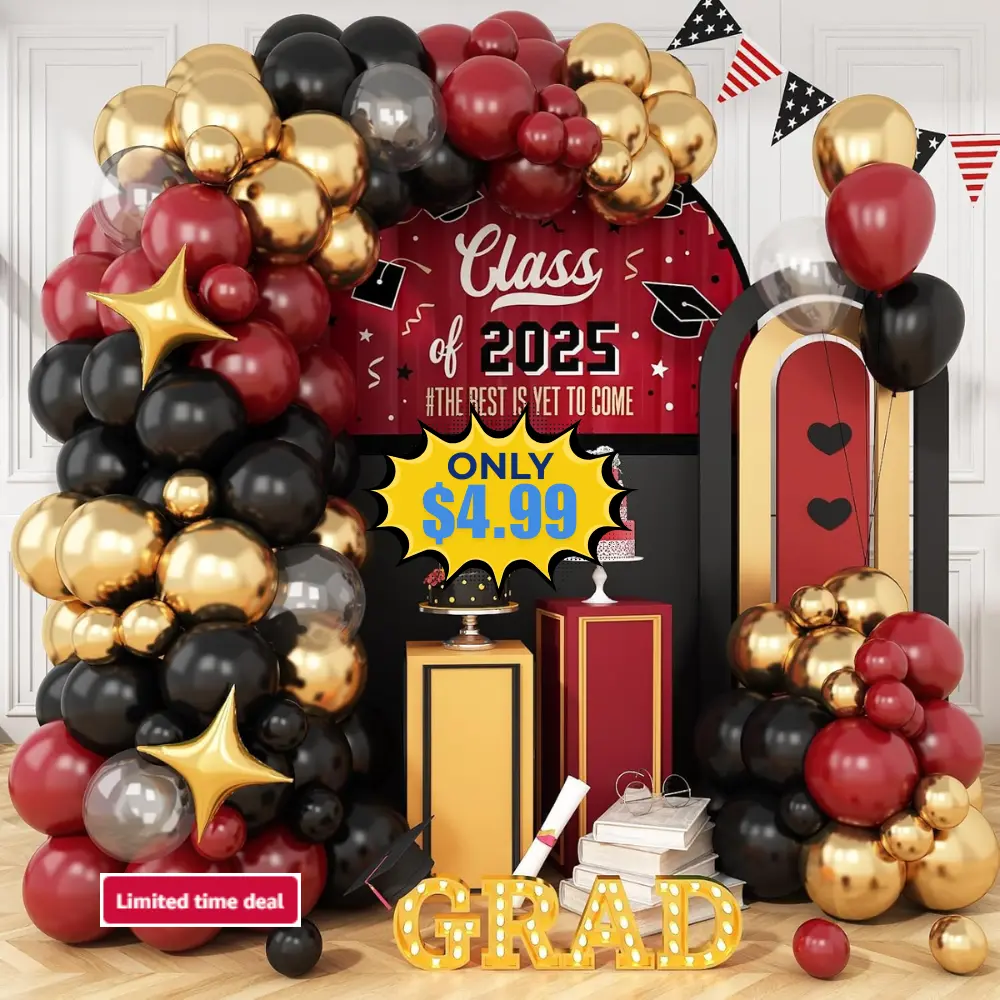 Black Burgundy Gold Balloons Arch Kit Deal: Save 50%