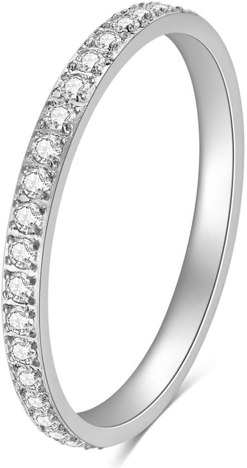 VanSabrina 2mm 5mm Tainless Steel Cubic Zirconia Wedding Ban deal at Amazon