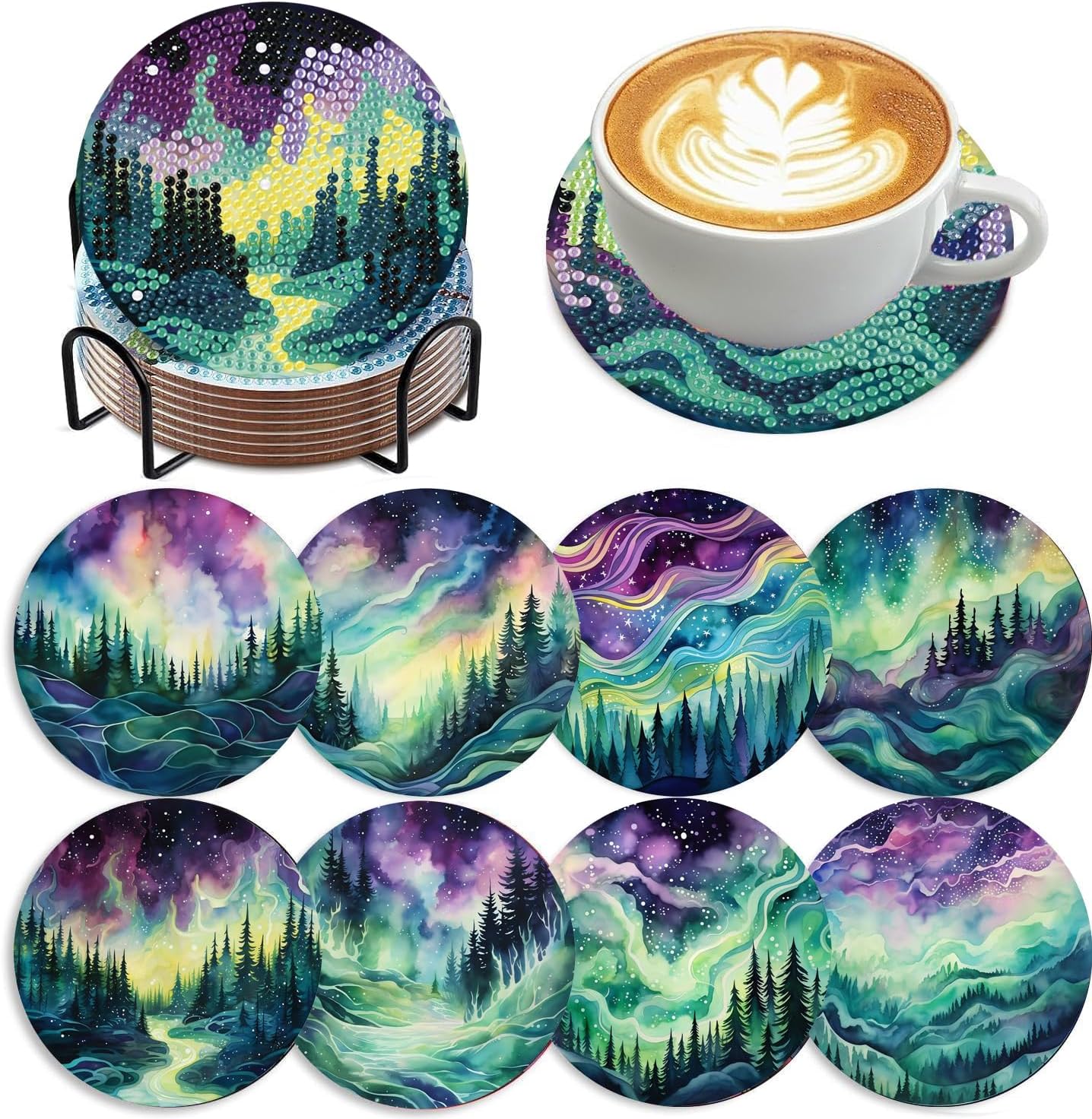 Zythron 8 PCS Aurora Diamond Art Coasters Diamond Painting C deal at Amazon