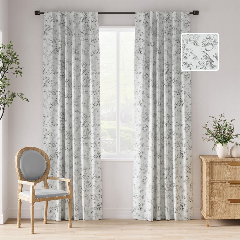 jinchan 95% Blackout Floral Curtains 84 Inches Long, Printed deal at Amazon