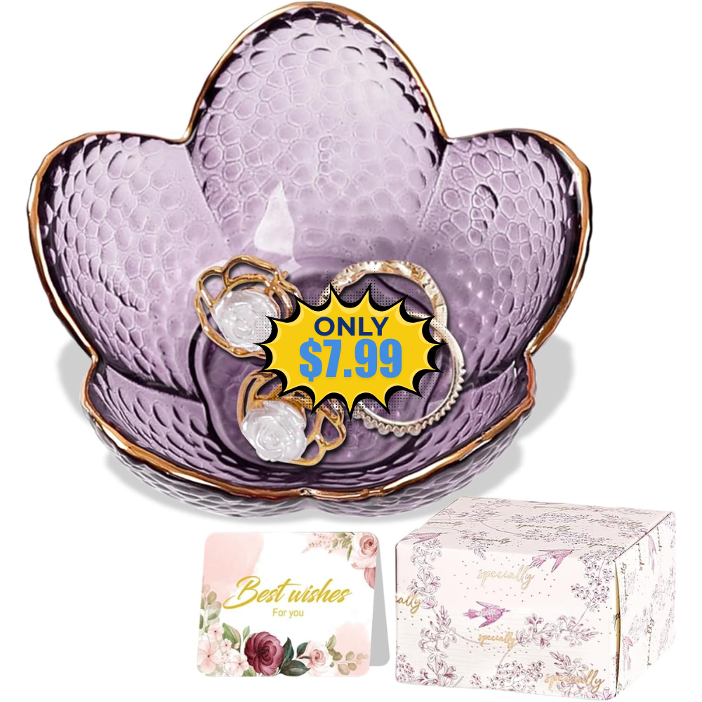 Purple Flower Jewelry Dish Glass Deal: Save 50%