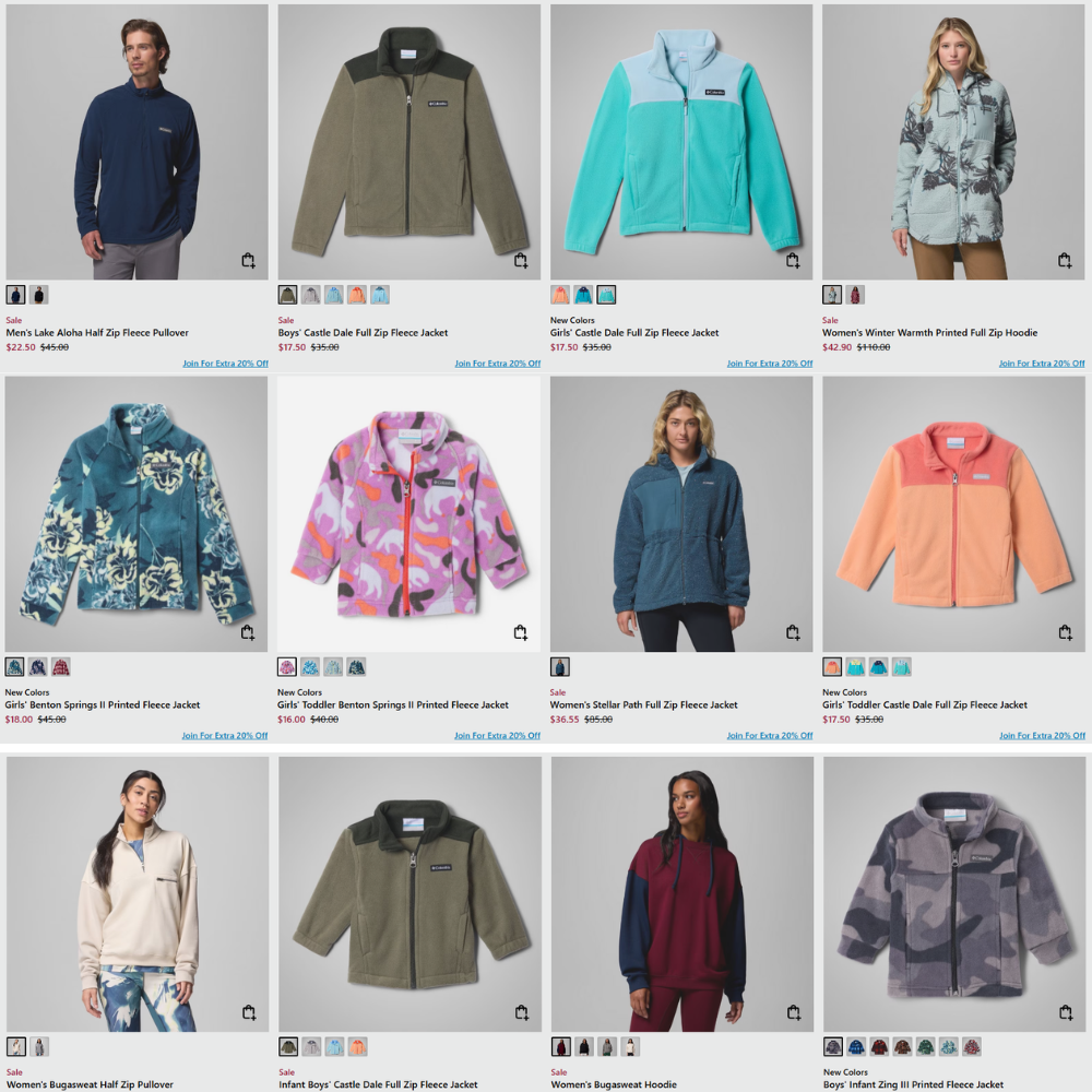 Fleece Jackets for the Family Deal from $12.80 at Columbia