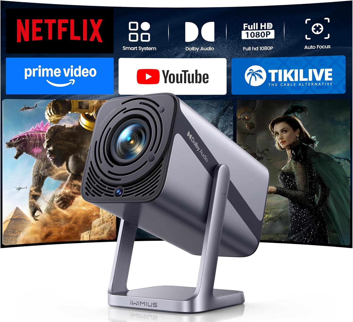 [Built-in Apps & 4K Support & Auto Focus]- Smart Projector w deal at Amazon