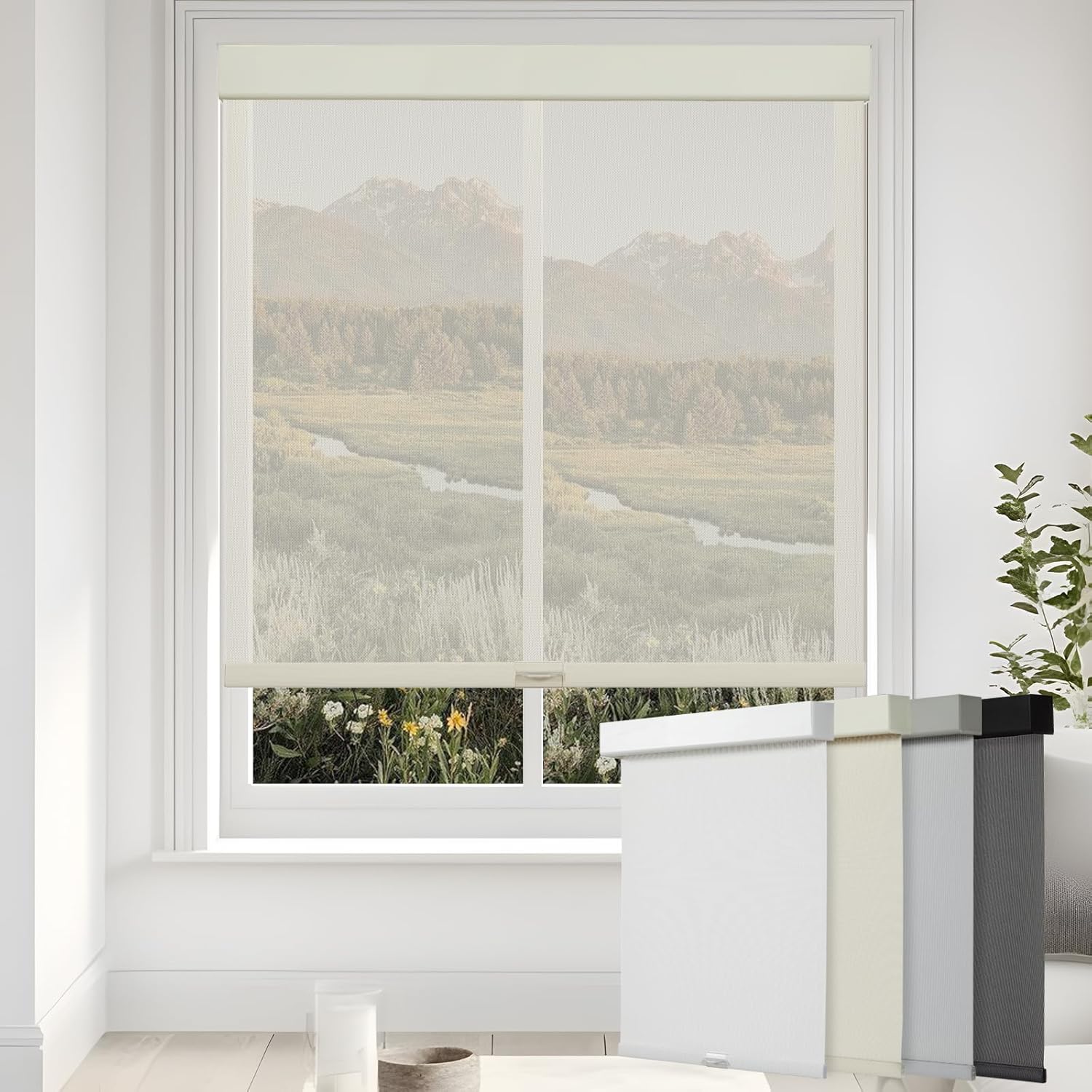 Persilux Free-Stop Cordless Solar Roller Blinds Light Filter deal at Amazon