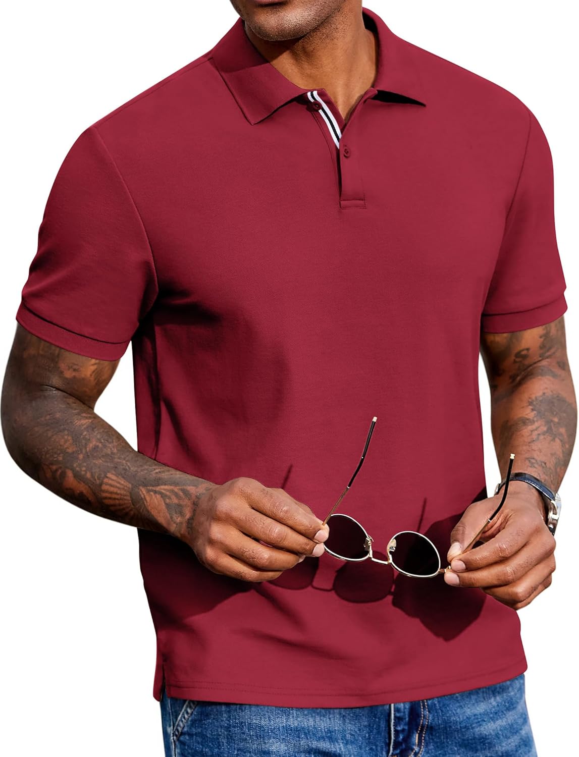 COOFANDY Men's Polos Short Sleeve Cotton Pique Polo Shirts C deal at Amazon