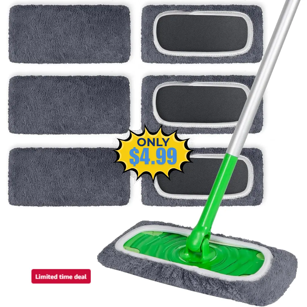 6 Pack Reusable Microfiber Mop Pads Deal: Save 50%