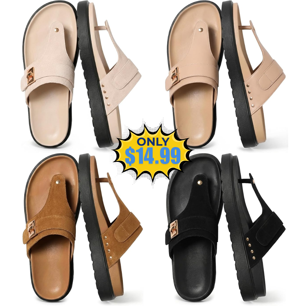 Coutgo Womens Platform Thong Sandals Deal: Save 25%