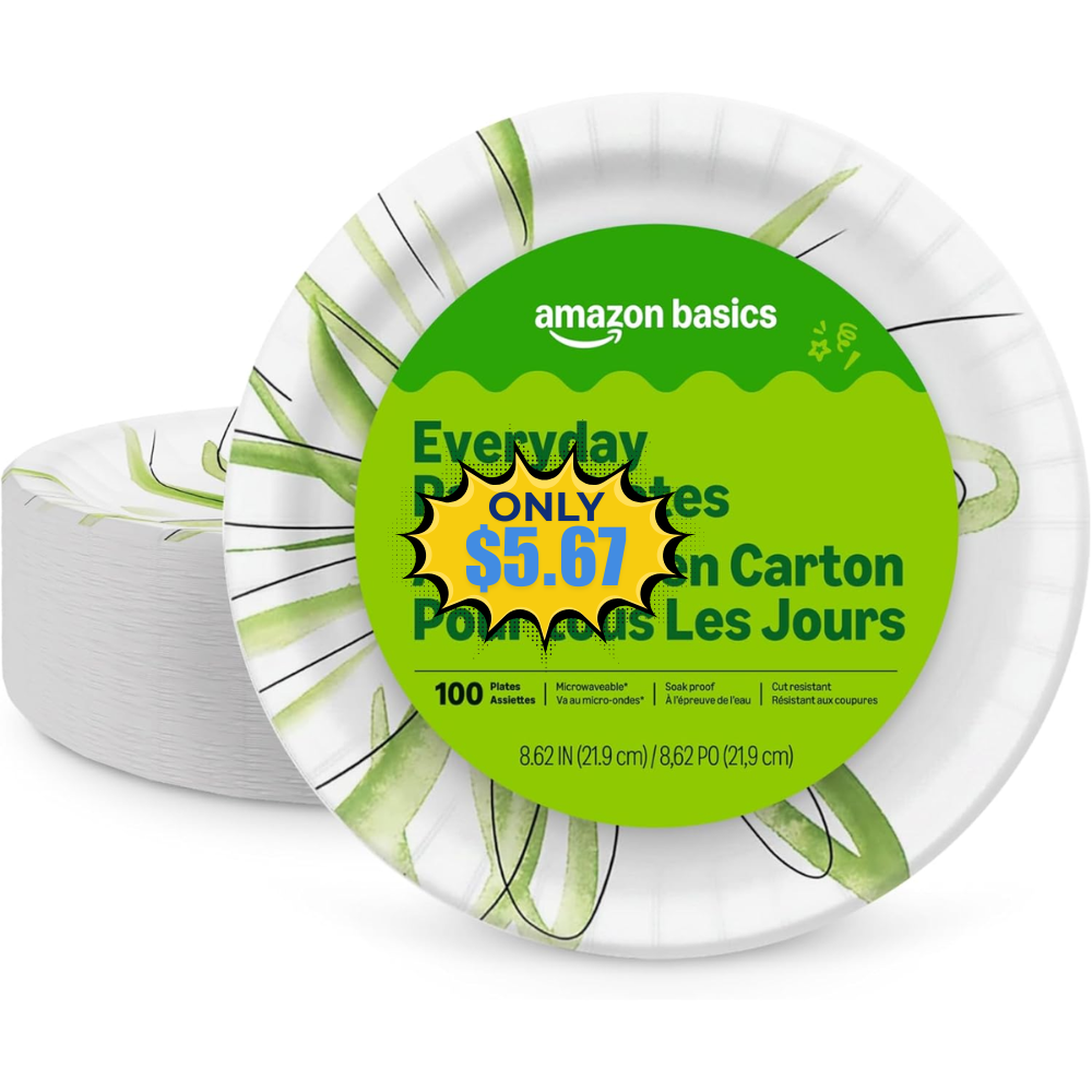 Amazon Basics Disposable Paper Plates Free at Amazon