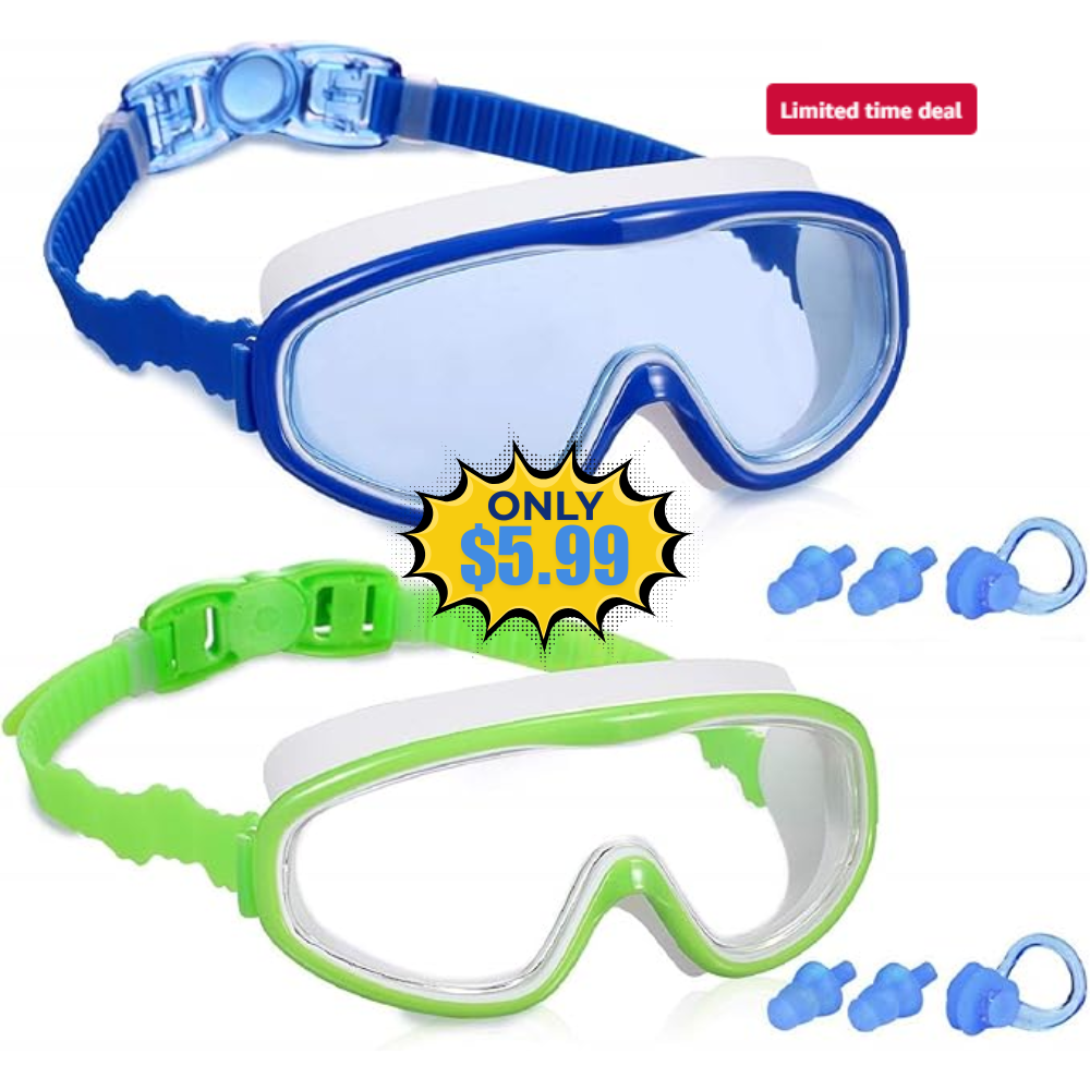 2 Pack Kids Swim Goggles Deal: Save 50%