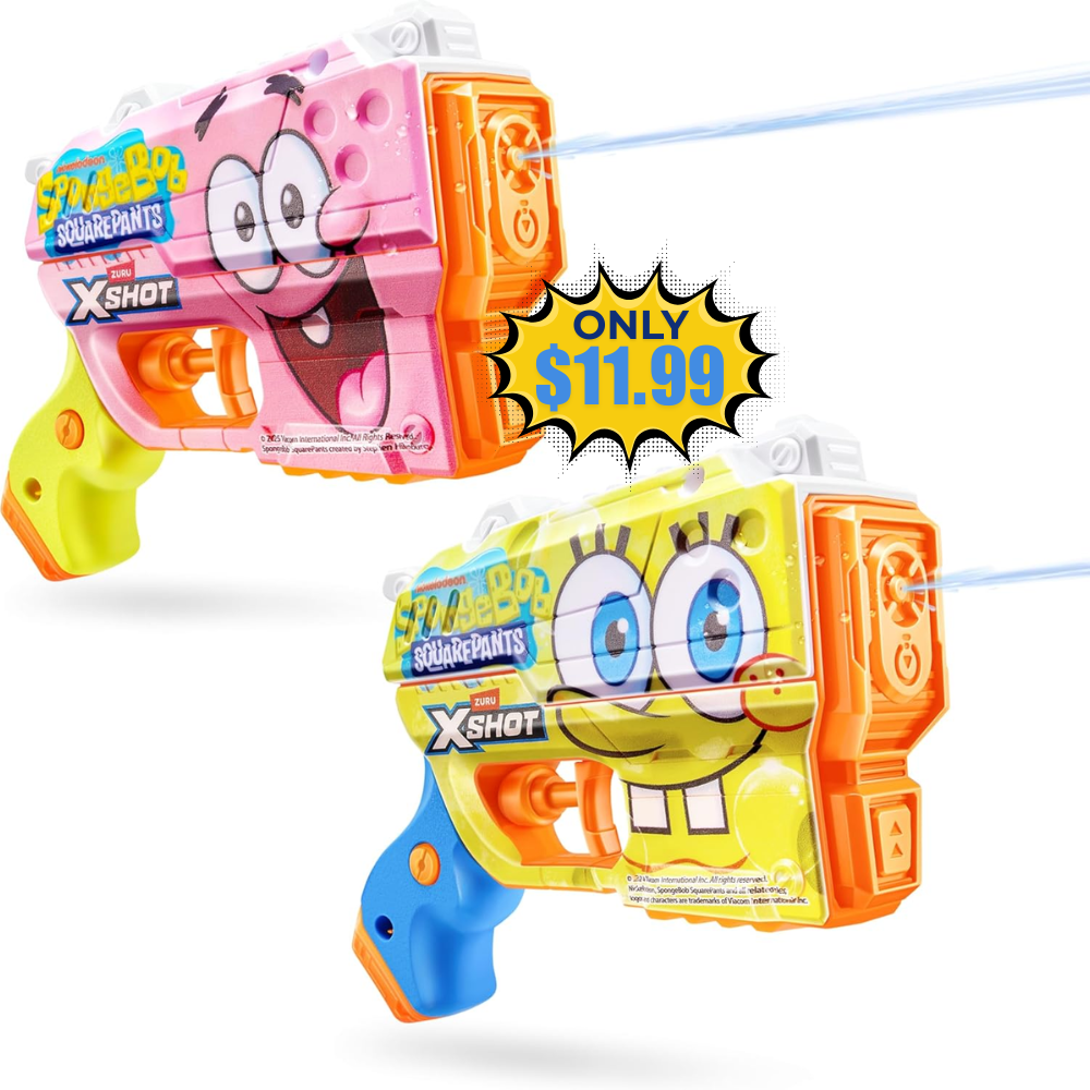 XSHOT Water Spongebob Jr Fast-Fill (2 Pack) Deal: Save 21%