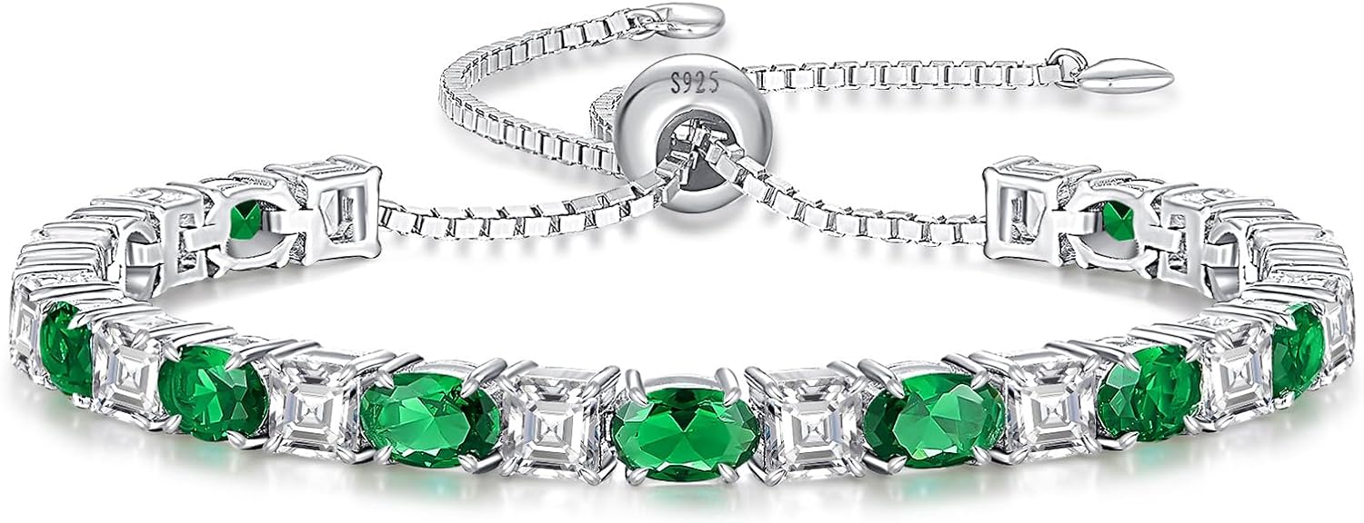 ETERMBOL Birthstone Tennis Bracelets for Women Emerald Brace deal at Amazon
