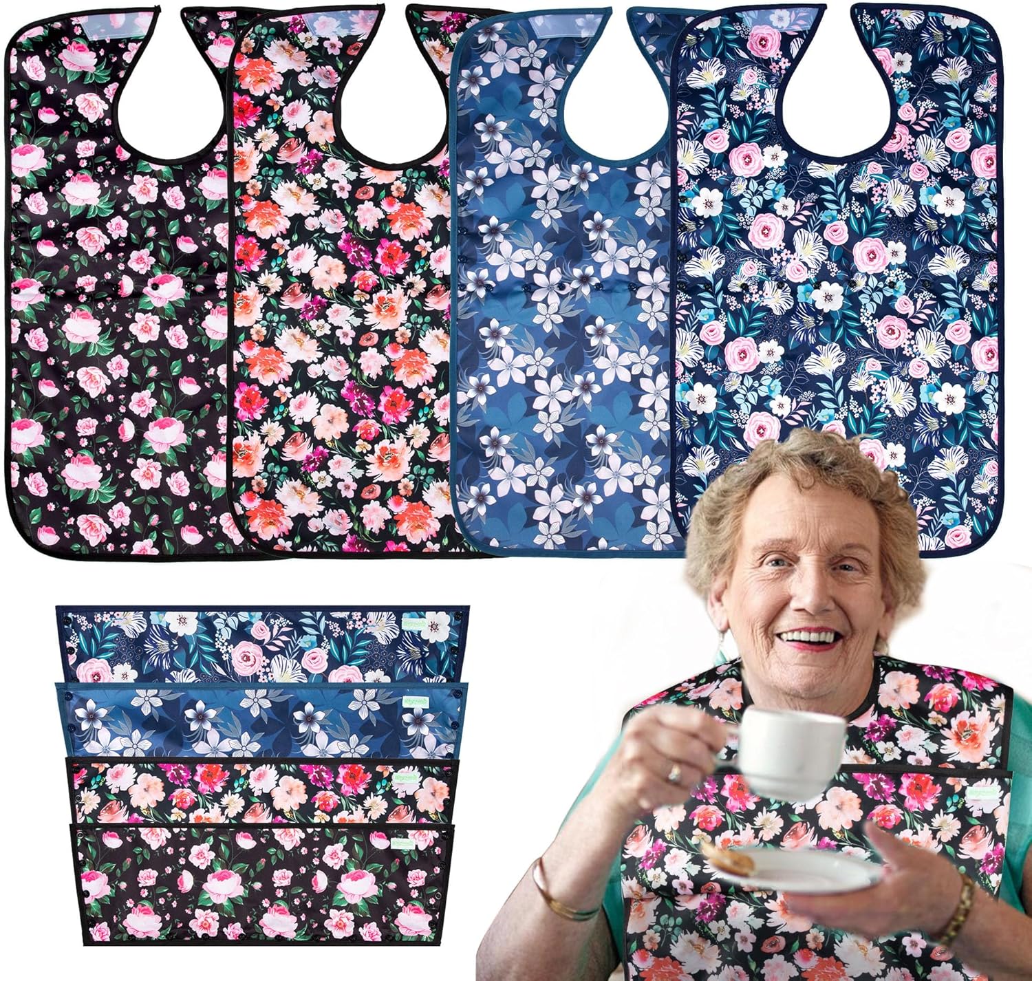 wegreeco 4 Pack Detachable Pocket Adult Bibs Only $15.99 at Amazon
