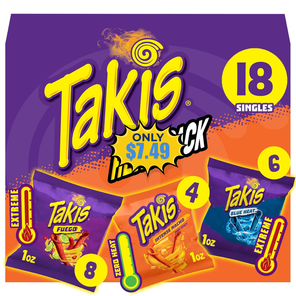 Takis 18 pc / 1 oz Hero Variety Pack Free at Amazon