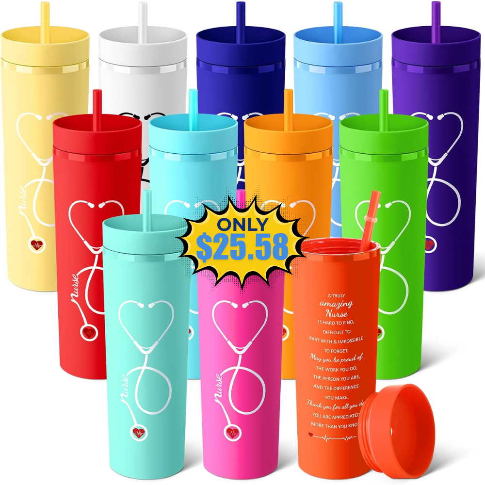 Skylety 12 Pcs Plastic Skinny Tumblers Deal: Save 24%