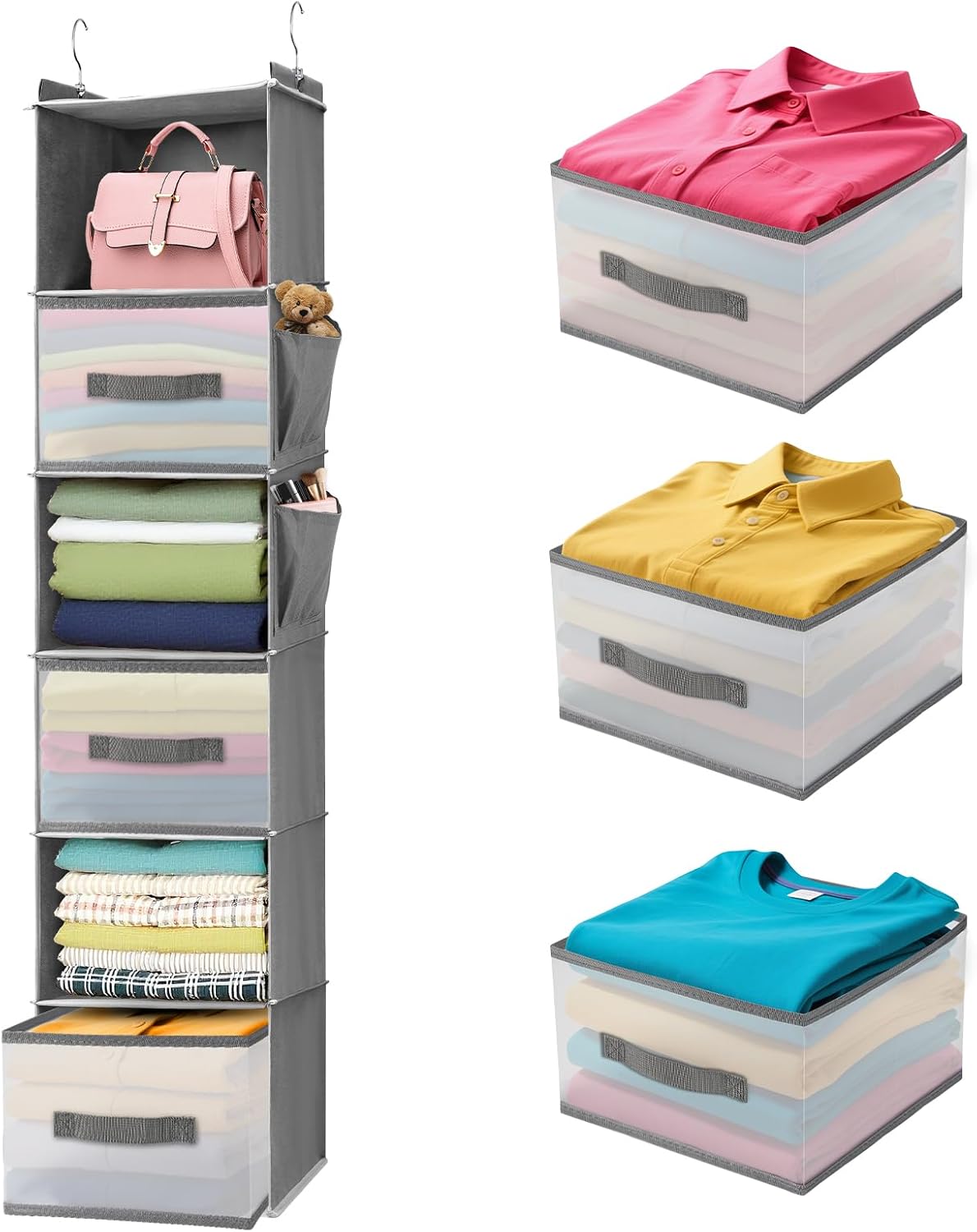 BIEBOS Hanging Closet Organizer and Storage,6-Shelf Closet H deal at Amazon