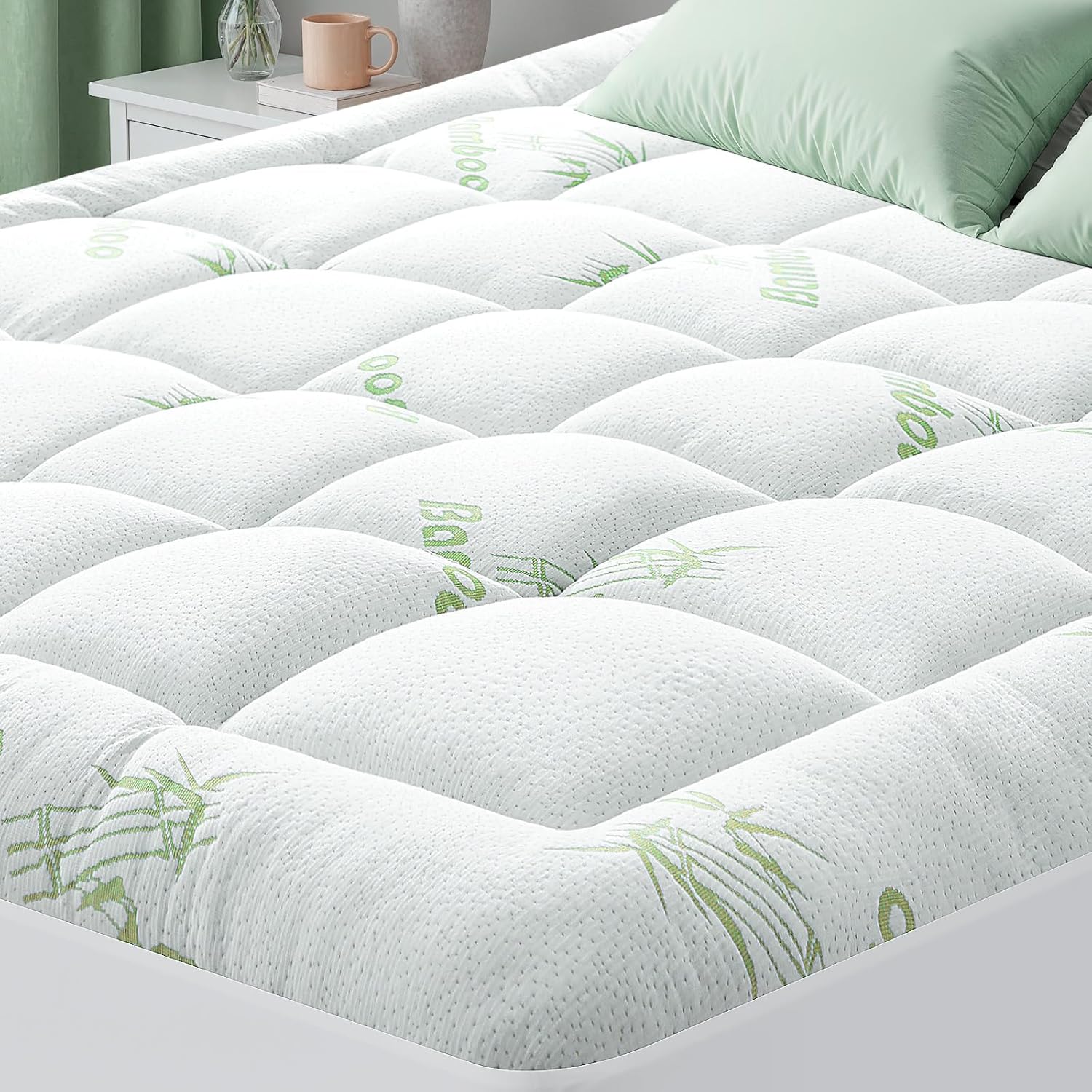 HYLEORY Mattress Topper - Thick Bamboo-Viscose Naturally Coo deal at Amazon