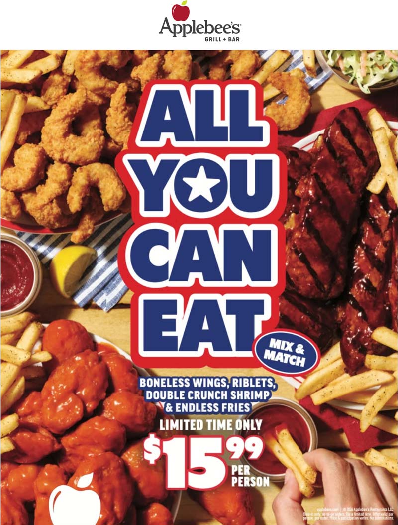 All you can eat = deal at Applebee's