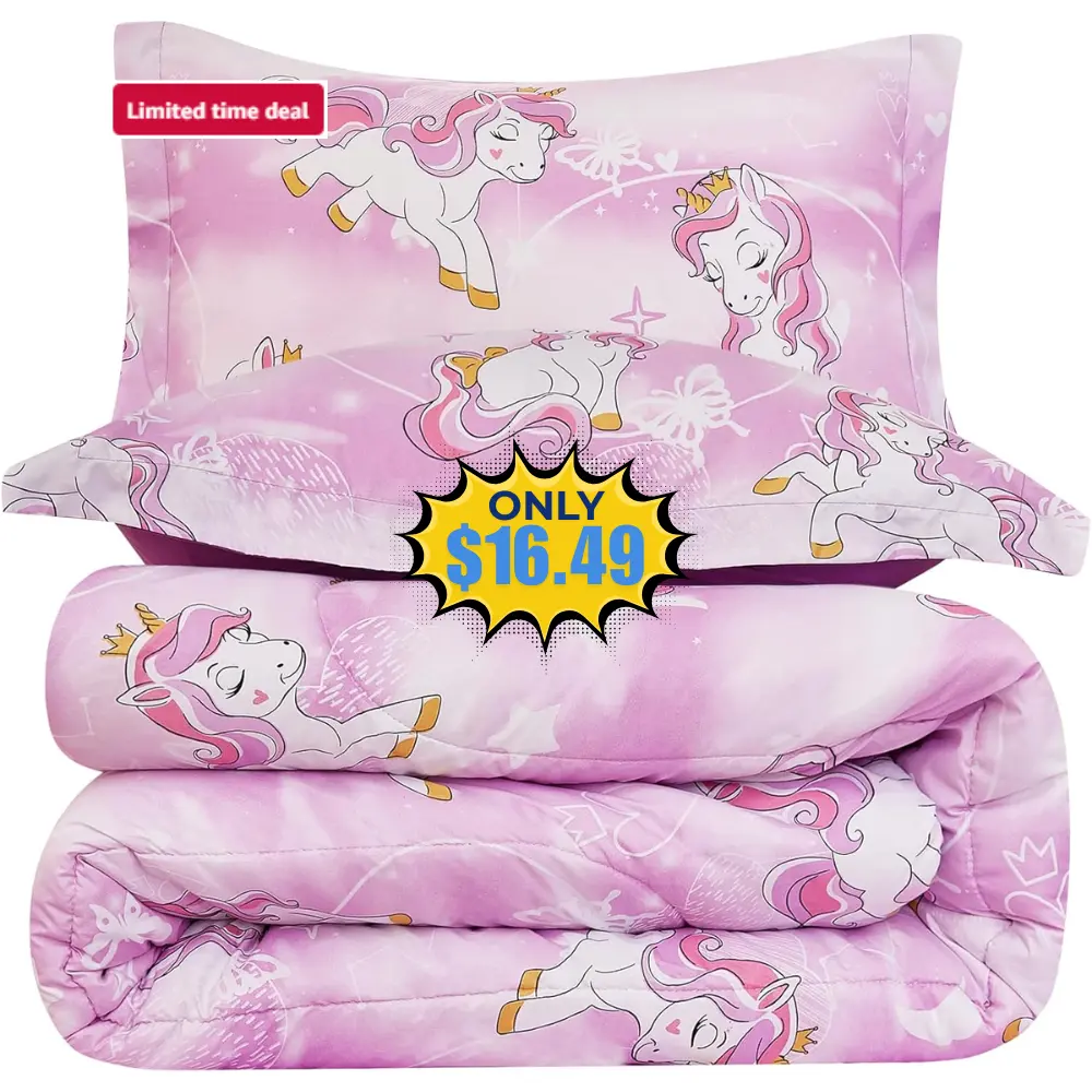 Yibeizi Unicorn Kids Comforter Set Deal: Save 50%